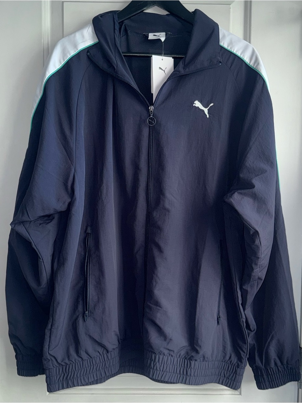 Puma NWT T7 Oversized Track Jacket in New Navy with Mint/White Accents